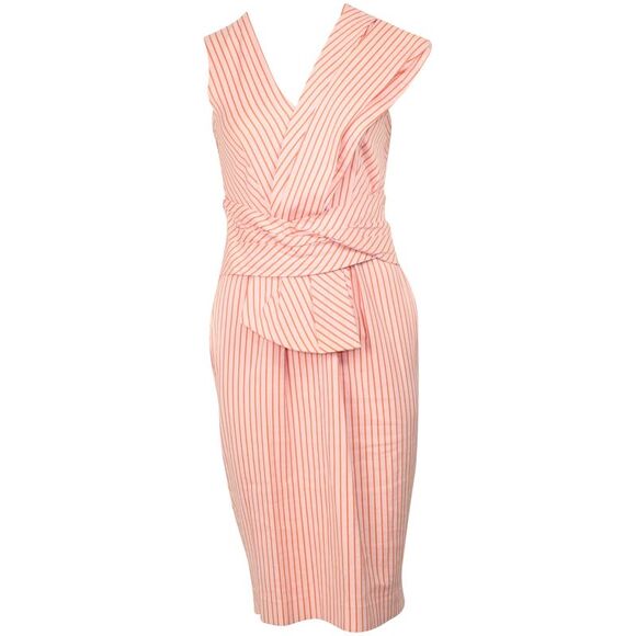 Sportmax Stripe Print Dress in Orange Cotton